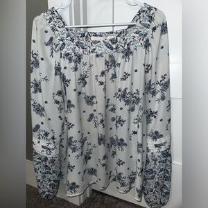 XL Lauren Conrad white floral blouse